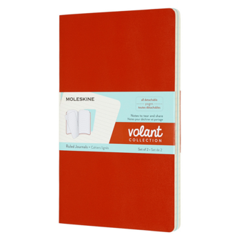 Блокнот Moleskine VOLANT QP721F16B24 Large 130х210мм 96стр. линейка мягкая обложка оранжевый/голубой (2шт)