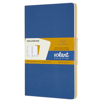 Блокнот Moleskine VOLANT QP723B41M17 Large 130х210мм 96стр. нелинованный мягкая обложка синий/желтый янтарный (2шт)