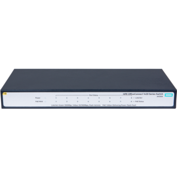 Сетевой коммутатор HPE 1420 8G PoE+ (64W) Switch( Unmanaged, 8*10/100/1000 Poe+ 64W, QoS, Fanless)