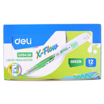 Текстовыделитель Deli X-flow EU35450 скошенный пиш. наконечник 1-5мм колпачок с клипом зеленый