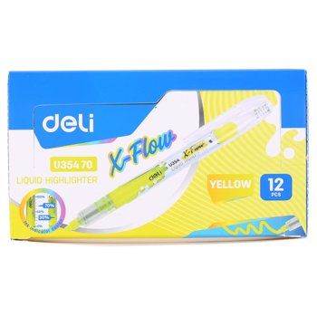 Текстовыделитель Deli X-flow EU35470 скошенный пиш. наконечник 1-5мм колпачок с клипом желтый