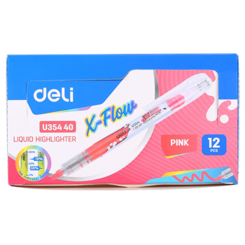 Текстовыделитель Deli X-flow EU35440 скошенный пиш. наконечник 1-5мм колпачок с клипом розовый