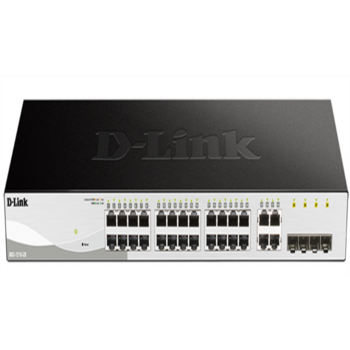 Коммутатор D-Link DGS-1210-28/F1B, L2 Smart Switch with 24 10/100/1000Base-T ports and 4 1000Base-T/SFP combo-ports.8K Mac address, 802.3x Flow Control, 4K of 802.1Q VLAN, 4 IP Interface, 802.1p Priority Queue