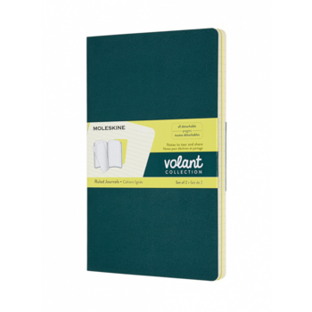 Блокнот Moleskine VOLANT QP721K31M20 Large 130х210мм 96стр. линейка мягкая обложка зеленый/желтый цитрон (2шт)