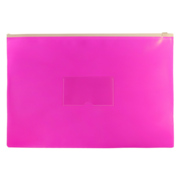 Папка на молнии ZIP Бюрократ Double Neon DNEBPM4APINK A4+ полипропилен 0.15мм розовый карм.для визит. цвет молнии белый