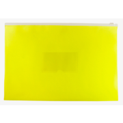Папка на молнии ZIP Бюрократ Double Neon DNEBPM4AYEL A4+ полипропилен 0.15мм желтый карм.для визит. цвет молнии белый