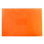 Папка на молнии ZIP Бюрократ Double Neon DNEBPM4AOR A4+ полипропилен 0.15мм оранжевый карм.для визит. цвет молнии белый
