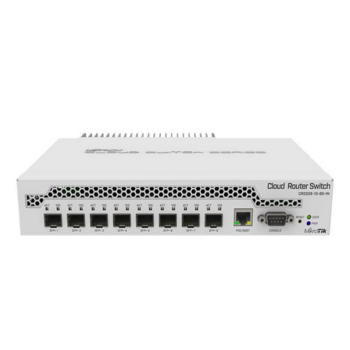 Маршрутизатор MikroTik Cloud Router Switch 309-1G-8S+IN with Dual core 800MHz CPU, 512MB RAM, 1xGigabit LAN, 8 x SFP+ cages, RouterOS L5 or SwitchOS (dual boot), passive desktop case, rackmount ears, PSU