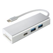 Разветвитель USB-C Hama Aluminium 3порт. серебристый (00135759)