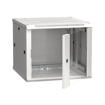Шкаф коммутационный ITK Linea W (LWR3-09U66-GF) настенный 9U 600x600мм пер.дв.стекл 2 бок.пан. направл.под закл.гайки 90кг серый 500мм 200град. 500мм IP20 IK08 сталь