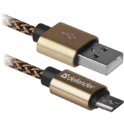 Defender USB кабель USB08-03T PRO USB2.0 Золотой, AM-MicroBM, 1m, 2.1A (87800)