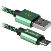 Defender USB кабель USB08-03T PRO USB2.0 Зеленый, AM-MicroBM, 1m, 2.1A (87804)