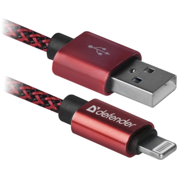 Defender USB кабель ACH01-03T PRO USB2.0 Красный, AM-LightningM,1m,2.1А (87807)