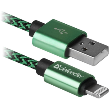 Defender USB кабель ACH01-03T PRO USB2.0 Зеленый, AM-LightningM,1m,2.1A (87810)