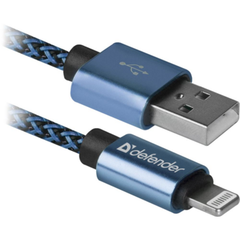 Defender USB кабель ACH01-03T PRO USB2.0 Синий, AM-LightningM, 1m, 2.1A (87811)