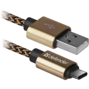 Defender USB кабель USB09-03T PRO USB2.0 Золотой, AM-Type-C, 1m, 2.1A (87812)