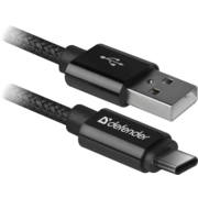 Defender USB кабель USB09-03T PRO USB2.0 Черный, AM-Type-C, 1m, 2.1A (87814)