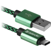 Defender USB кабель USB09-03T PRO USB2.0 Зеленый, AM-Type-C, 1m, 2.1A (87816)