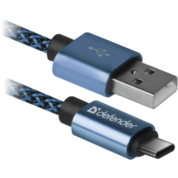 Defender USB кабель USB09-03T PRO USB2.0 Синий, AM-Type-C, 1m, 2.1A (87817)