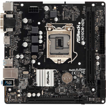 Материнская плата Asrock H310CM-HDV Soc-1151v2 Intel H310C 2xDDR4 mATX AC`97 8ch(7.1) GbLAN+VGA+DVI+HDMI