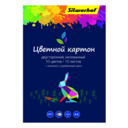 Картон цветной Silwerhof 918109-24 двустор.мелов. 10л. 10цв. A4 Цветландия 230г/м2 1диз. обл.мел.картон папка