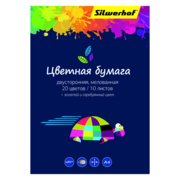 Бумага цветная Silwerhof 917164-24 двустор.мелов. 10л. 20цв. A4 Цветландия 90г/м2 1диз. обл.мел.картон папка