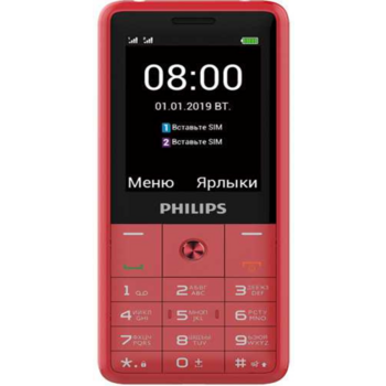 Мобильный телефон Philips E169 Xenium красный моноблок 2Sim 2.4" 240x320 0.3Mpix GSM900/1800 GSM1900 MP3 FM microSD max16Gb