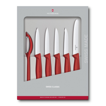 Набор ножей кухон. Victorinox Swiss Classic Kitchen (6.7111.6G) компл.:6шт красный подар.коробка