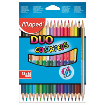 Карандаши цветные Maped Color`Peps 829601 трехгранные липа 18цв. 2-х сторонние карт.кор.