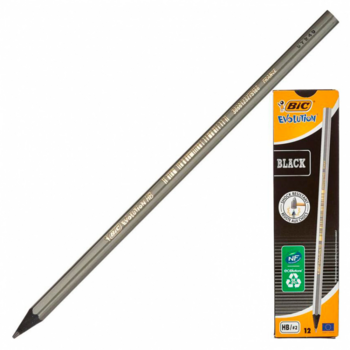 Карандаш чернографит. Bic Evolution Black Eco 896017 НВ шестигран. корпус серый коробка картонная