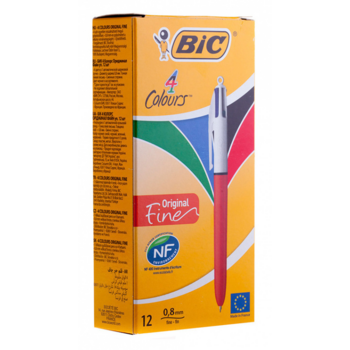 Ручка шариковая Bic COLOURS FINE (889971) авт. четырехстерж. 0.8мм корпус пластик 4цв. ассорти чернила коробка картонная