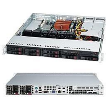 корпус 1U, Micro-ATX, 8 x 2.5" hot-swap SAS/SATA, 1 full height expansion slot, 4 x 40x28mm PWM fan(s), 400W Redundant