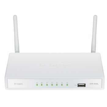 Маршрутизатор D-Link DIR-640L/A2A, Wireless Cloud N300 VPN Router with 1 10/100Base-TX WAN port, 4 10/100Base-TX LAN ports and 1 USB port. 802.11b/g/n compatible, 802.11n up to 300Mbps, 1 10/100Base-TX WAN port, 4