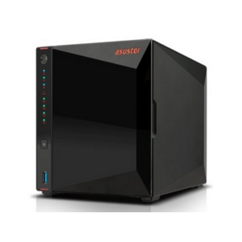 Нас сервер ASUSTOR AS5304T 4-Bay NAS/Media player/Intel Celeron J4105 1.5GHz, up to 2.5 GHz(Quad-Core), 4GB SO-DIMM DDR4, noHDD(HDD,SSD),/2x2,5GbE(LAN)/3xUSB3.2,HDMI/4ip camera license ; 90IX0181-BW3S10