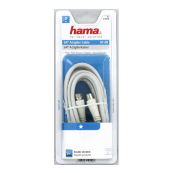 Кабель антенный Hama Coax (m)/Coax (f) 3.0м. феррит.кольца Позолоченные контакты белый (00122519)