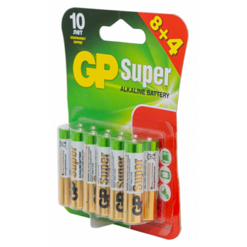 Батарея GP Super Alkaline 24A LR03 AAA (промо:8+4) (12шт)