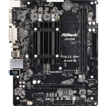 Материнская плата ASRock J4105M RTL {2xDDR4-2400, D-SUB+DVI-D+HDMI, 1xPCI-Ex16, 2xPCI-Ex1, 2xSATA3, 1xM.2, 8 Ch Audio, GLan, (2+5)xUSB2.0, (2+2)xUSB3.1, 2xPS/2}