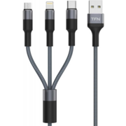 Кабель TFN 3 in 1 TFN-CFZ3IN1GR USB A(m) Lightning (m) micro USB B (m) USB Type-C (m) 1м серебристый/серый