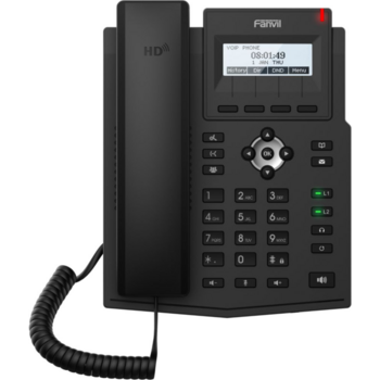 Fanvil IP телефон, 2xEthernet 10/100, LCD 128x48, 2 аккаунта SIP, G722, Opus, Ipv-6, порт для гарнитуры, книга на 1000 записей,блок питания, POE