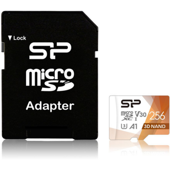 Карта памяти Micro SecureDigital 256Gb Silicon Power SP256GBSTXDU3V20AB Superior Pro Colorful + adapter