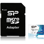 Карта памяти Micro SecureDigital 64Gb Silicon Power SP064GBSTXDU3V20AB {MicroSDXC Class 10 UHS-I U3, SD adapter}