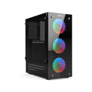 корпус для ПК без БП корпус для ПК без БП/ CASE HIPER HG-C104RGB ORCUS (ATX, SPCC0.5, USB 3.0+USB2.0, Front 3x120mm RGB Fan, Black)