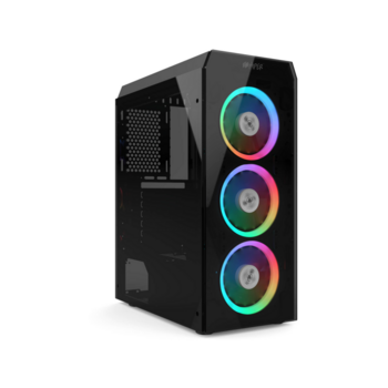 Корпус для ПК без БП/ CASE HIPER HG-C106RGB COEUS (ATX, SPCC0.5, USB 3.0+USB2.0, Front 3x120mm RGB Fan, Black)