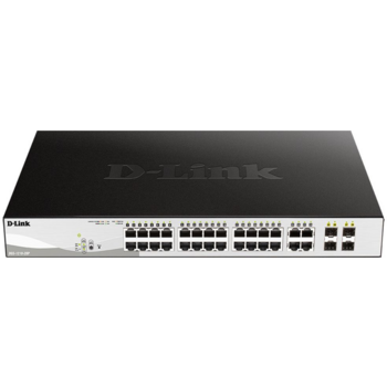 D-Link DGS-1210-28P/FL1A Управляемый L2 коммутатор с 24 портами 10/100/1000Base-T и 4 комбо-портами 100/1000Base-T/SFP (24 порта PoE 802.3af/at, РоЕ-бюджет 193 Вт)
