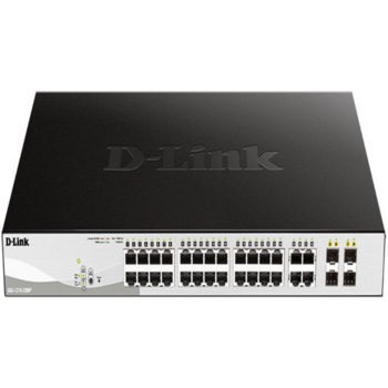 Коммутатор D-Link DGS-1210-28MP/FL1A (L2) 28x1Гбит/с 4xКомбо(1000BASE-T/SFP) 24PoE+ 370W управляемый