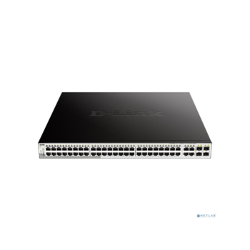 Коммутатор D-Link DGS-1210-52MP/FL1A (L2) 52x1Гбит/с 4xКомбо(1000BASE-T/SFP) 48PoE+ 370W управляемый