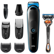 Триммер Braun MGK3245 + Бритва Gillette + 1 кас черный/голубой (насадок в компл:5шт)