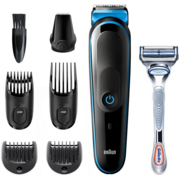 Триммер Braun BT3242 + Бритва Gillette + 1 кас черный/голубой (насадок в компл:5шт)