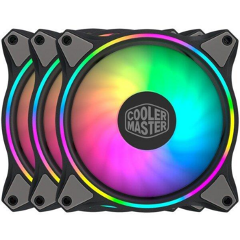 3 Кулера для корпуса 1 Ватт 3 Кулера для корпуса 1 Ватт/ Cooler Master MASTERFAN MF120 HALO, 120mm, 4-Pin (PWM), ARGB, 3 pcs + ARGB Controller