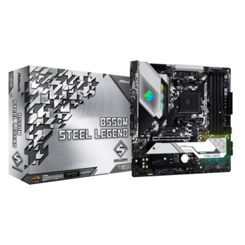 Материнская плата ASROCK B550M STEEL LEGEND, AM4, B550, 4*DDR4, DP+HDMI, 6xSATA3 6.0 (RAID), M.2 Socket, 4xUSB 3.2, Type-C, 2xUSB 2.0, mATX; 90-MXBCU0-A0UAYZ